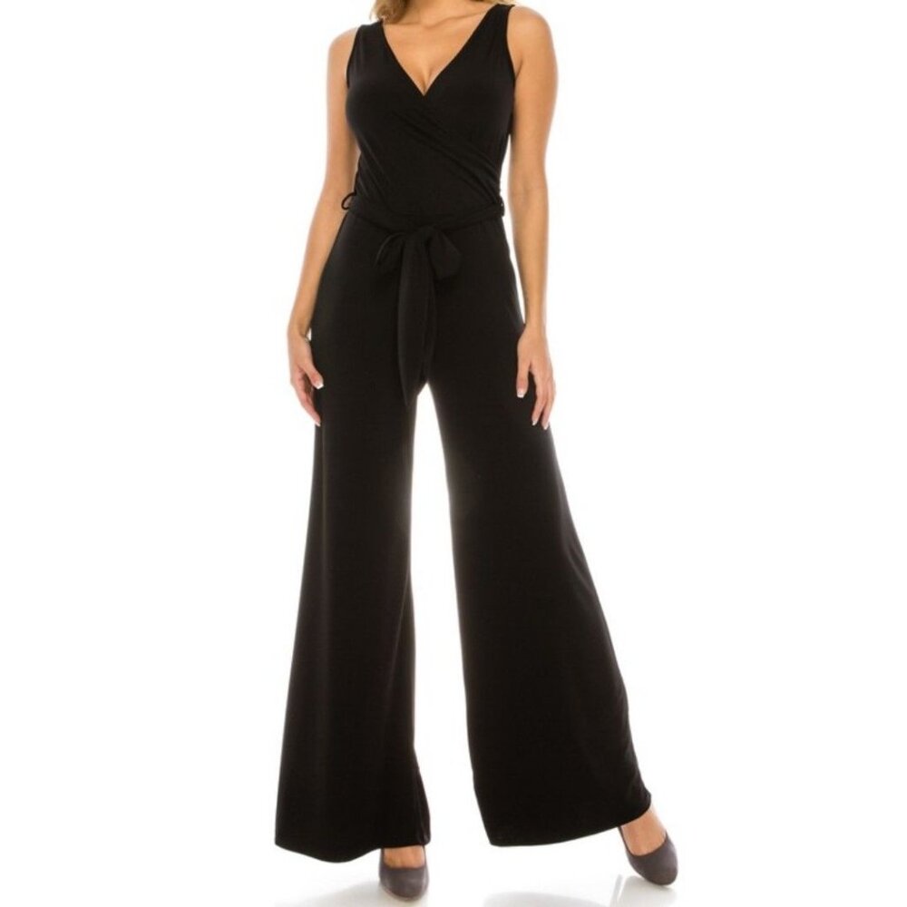 Janette Fashion Black Solid Wide Leg Sleeveless Casual Jumpsuit